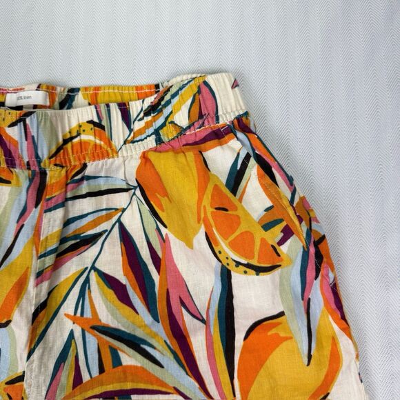 C&C California Womens L 100% Linen Wide Leg Capri Pants Tropical Floral - Picture 2 of 9
